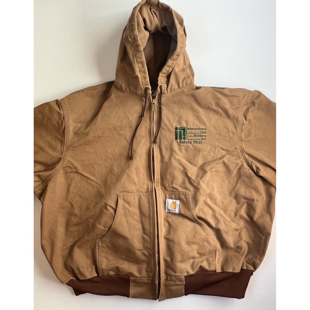 VTG CARHARTT J03 BRN - Men's Duck Thermal Lined Hooded Jacket - XX-Large - 2XL
